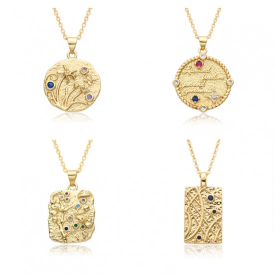 European and American cross-border Amazon bestsellers: Round brand collarbone chain, colored zircon eye pendant, Life tree necklace European and American cross-border Amazon bestsellers: Round brand collarbone chain, colored zircon eye pendant, Life tree necklace