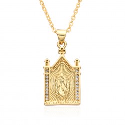 Women 's new religious accessory copper micro-set Virgin Mary pendant TEMPERAMENT versatile retro necklace necklace
