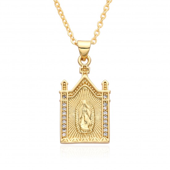 Women 's new religious accessory copper micro-set Virgin Mary pendant TEMPERAMENT versatile retro necklace necklace Women 's new religious accessory copper micro-set Virgin Mary pendant TEMPERAMENT versatile retro necklace necklace
