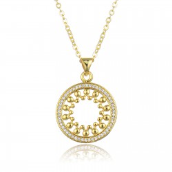 European and American fashion trend diamond-encrusted zircon versatile round pendant necklace, women's collarbone chain, simple style women's necklaces in stock