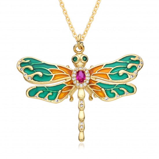 New women's fashion accessories: copper micro-inlaid colored zircon pendant, dragonfly luxurious design necklace, elegant collarbone chain New women's fashion accessories: copper micro-inlaid colored zircon pendant, dragonfly luxurious design necklace, elegant collarbone chain