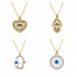 Cross-border supply source: European and American fashion palm, Devil's eye, oil-dropped copper plated with real gold, slightly set zircon necklace for women