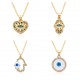 Cross-border supply source: European and American fashion palm, Devil's eye, oil-dropped copper plated with real gold, slightly set zircon necklace for women Cross-border supply source: European and American fashion palm, Devil's eye, oil-dropped copper plated with real gold, slightly set zircon necklace for women