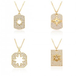 European and American cross-border octagonal star necklace, versatile for women, with a high-end feel, high color retention, niche design, light luxury necklaces and collarbone chains