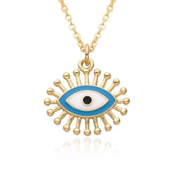 The manufacturer has approved the Devil's Eye Turkish blue Eye slightly set pendant necklace and a simple copper-plated real gold necklace accessory The manufacturer has approved the Devil's Eye Turkish blue Eye slightly set pendant necklace and a simple copper-plated real gold necklace accessory