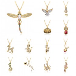 New European and American products in the Instagram style, popular on Amazon, fashionable and individual, dragonfly panda women's style 18k pendant necklace consignment