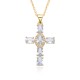 2023 new copper slightly set zircon necklace, multi-color cross pendant, hip-hop necklace, collarbone chain E021 2023 new copper slightly set zircon necklace, multi-color cross pendant, hip-hop necklace, collarbone chain E021