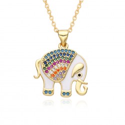 Wholesale of European and American individualistic, fashionable and versatile elephant pendants, hip-hop exaggerated, zircon set high-end necklaces and women's accessories