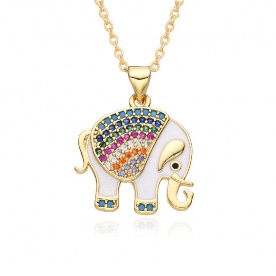 Wholesale of European and American individualistic, fashionable and versatile elephant pendants, hip-hop exaggerated, zircon set high-end necklaces and women's accessories Wholesale of European and American individualistic, fashionable and versatile elephant pendants, hip-hop exaggerated, zircon set high-end necklaces and women's accessories