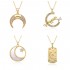 Instagram cross-border new personalized crescent-shaped necklaces for men and women in stock. Simple copper gold-plated zirconium-encrusted sweater chain, versatile