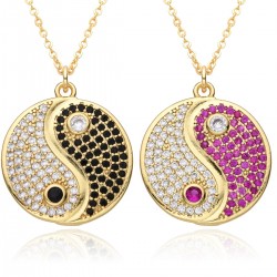 Chinese hip-hop micro-set pendant necklace, Tai Chi Bagua pendant, men's necklace, zircon pendant, hip-hop accessories