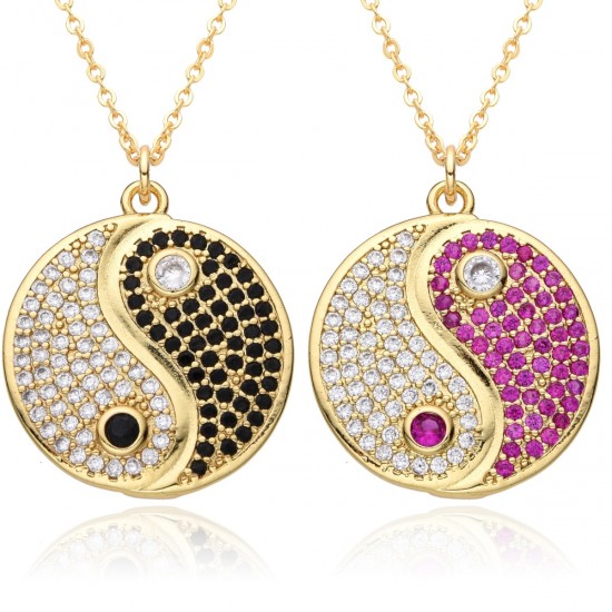 Chinese hip-hop micro-set pendant necklace, Tai Chi Bagua pendant, men's necklace, zircon pendant, hip-hop accessories Chinese hip-hop micro-set pendant necklace, Tai Chi Bagua pendant, men's necklace, zircon pendant, hip-hop accessories