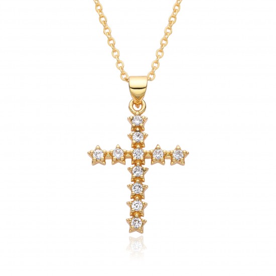 2023 new micro-set hollowed-out cross necklace, women's summer accessory pendant, fashionable and simple sweater chain accessory 2023 new micro-set hollowed-out cross necklace, women's summer accessory pendant, fashionable and simple sweater chain accessory