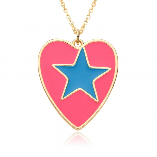 New cross-border European and American enamel colored oil drop heart-shaped heart star creative fashion pendant necklace collarbone chain New cross-border European and American enamel colored oil drop heart-shaped heart star creative fashion pendant necklace collarbone chain