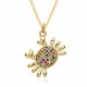 New European and American popular fashion ins style slightly set cute colorful diamonds full diamond crab pendant necklace accessory New European and American popular fashion ins style slightly set cute colorful diamonds full diamond crab pendant necklace accessory