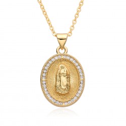 Independent website's best-selling women's religious jewelry: copper slightly inlaid zircon Virgin Mary pendant, believer necklace for women