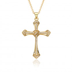 ebay independent station foreign trade cross-border jewelry supply, copper micro-inlaid zircon cross pendant, religious necklace for women