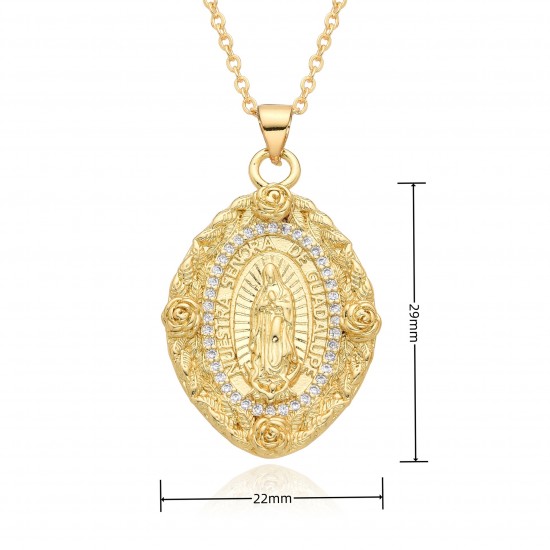 European and American cross-border religious personality deity collarbone chain Zircon eco-friendly copper material pendant necklace copper plated 18kD053 European and American cross-border religious personality deity collarbone chain Zircon eco-friendly copper material pendant necklace copper plated 18kD053
