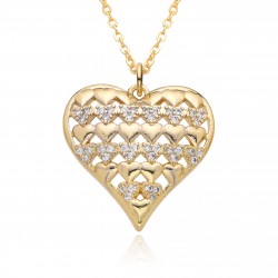 Sweet copper plated with 18K gold, a cute and heart-shaped love pendant necklace for ladies, full of diamonds, new cross-border zircon colored diamonds