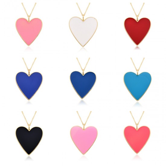 Cross-border best-selling heart-shaped oil-drop pendant with a heart and a heart, ins style, versatile and fashionable, 14K copper-plated real gold jewelry necklace Cross-border best-selling heart-shaped oil-drop pendant with a heart and a heart, ins style, versatile and fashionable, 14K copper-plated real gold jewelry necklace