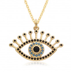 Wholesale from Europe and America cross-border new multi-form Devil's Eye oil-dripping necklace with slightly set pendant neck accessory