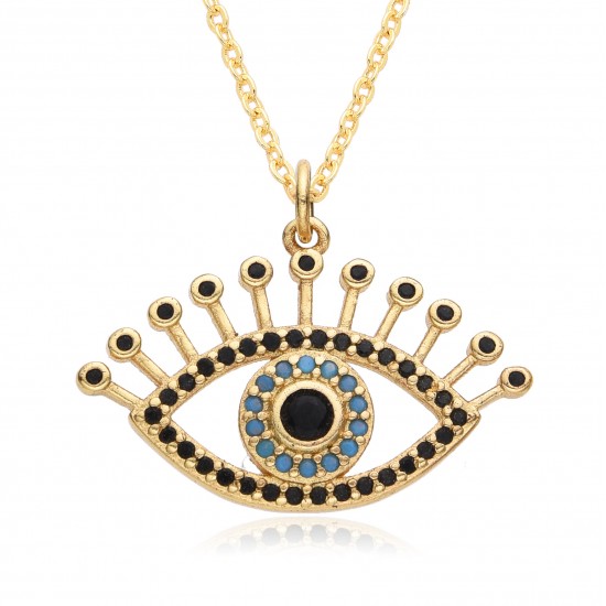 Wholesale from Europe and America cross-border new multi-form Devil's Eye oil-dripping necklace with slightly set pendant neck accessory Wholesale from Europe and America cross-border new multi-form Devil's Eye oil-dripping necklace with slightly set pendant neck accessory