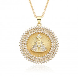 European and American cross-border religious personality deity collarbone chain Zircon eco-friendly copper material pendant necklace copper plated 18kg 069