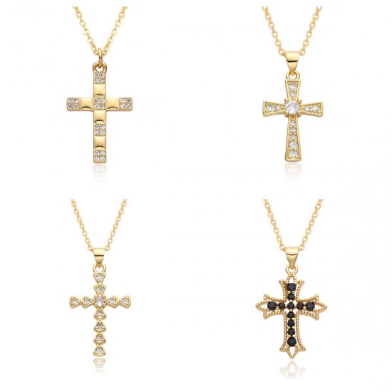 2023 new micro-set hollowed-out cross necklace, women's summer accessory pendant, fashionable and simple sweater chain accessory 2023 new micro-set hollowed-out cross necklace, women's summer accessory pendant, fashionable and simple sweater chain accessory