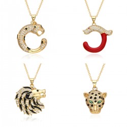 European and American hip-hop style, unique lion head pendant necklace, unisex, niche design tiger collarbone chain, cross-border