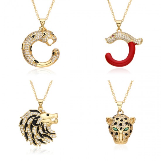 European and American hip-hop style, unique lion head pendant necklace, unisex, niche design tiger collarbone chain, cross-border European and American hip-hop style, unique lion head pendant necklace, unisex, niche design tiger collarbone chain, cross-border