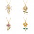 New European and American light luxury full-diamond zircon sunflower flower pendant necklace for women, simple and niche collarbone chain accessory