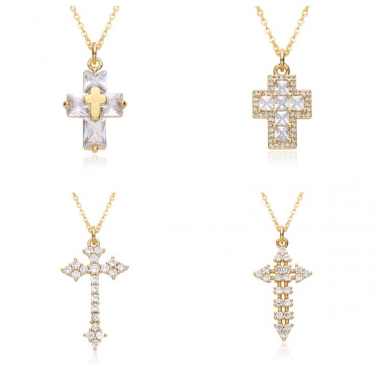 Wholesale of copper electroplated cross zircon pendants, necklaces, women's collarbone chains and other jewelry is selling well on cross-border e-commerce platforms in Europe and America Wholesale of copper electroplated cross zircon pendants, necklaces, women's collarbone chains and other jewelry is selling well on cross-border e-commerce platforms in Europe and America