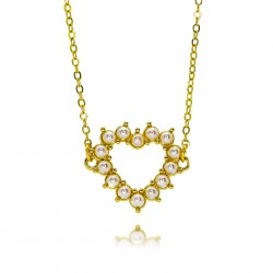 Cross-border Amazon hollow heart-shaped pearl necklace for women, simple Korean style, high-end design sense, heart-shaped pendant, collarbone chain