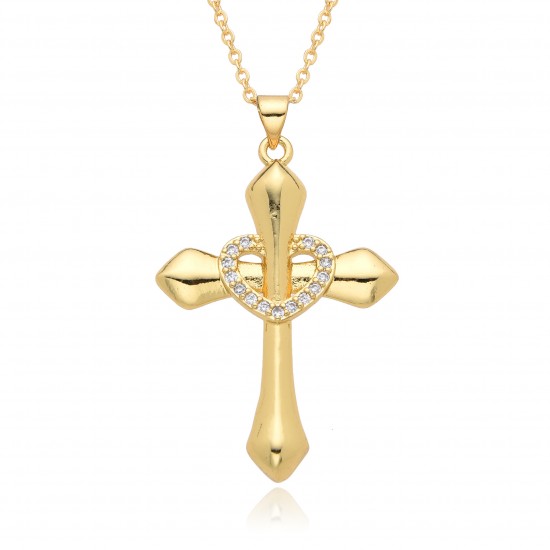 The new copper-gold-plated cross necklace features a niche, fashionable and trendy design. It is a pendant for lovers and a Christmas gift The new copper-gold-plated cross necklace features a niche, fashionable and trendy design. It is a pendant for lovers and a Christmas gift