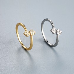 An InS-style small heart-shaped ring for women set with diamonds and a CZ zircon ring with an opening design, a cross-border best-selling Korean version