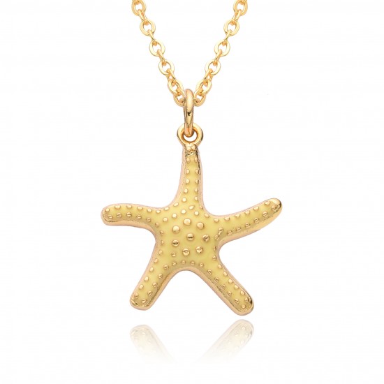 A new, personalized copper gold-plated ocean-style starfish slightly set pendant Bohemian-style women's necklace from Europe and America A new, personalized copper gold-plated ocean-style starfish slightly set pendant Bohemian-style women's necklace from Europe and America