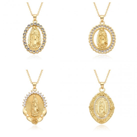 European and American cross-border religious personality deity collarbone chain Zircon eco-friendly copper material pendant necklace copper plated 18kD053 European and American cross-border religious personality deity collarbone chain Zircon eco-friendly copper material pendant necklace copper plated 18kD053