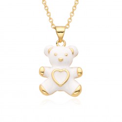 Cross-border supply: Simple and fashionable oil-dripping bear pendant, copper-plated real gold personalized necklace, new style from Europe and America
