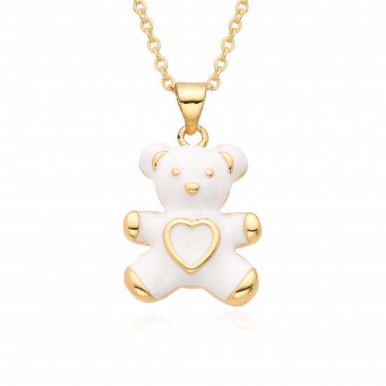 Cross-border supply: Simple and fashionable oil-dripping bear pendant, copper-plated real gold personalized necklace, new style from Europe and America Cross-border supply: Simple and fashionable oil-dripping bear pendant, copper-plated real gold personalized necklace, new style from Europe and America