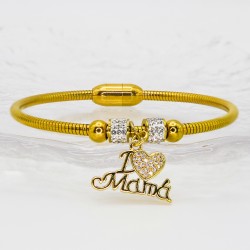 This Mother's Day MAMA stainless steel bracelet and bracelet is designed in Europe and America with a magnet to attract a unique, fully diamond, light luxury and high-end feel