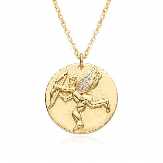 European and American niche design: Cupid's Arrow round necklace, female Instagram Little angel diamond-encrusted pendant, chain European and American niche design: Cupid's Arrow round necklace, female Instagram Little angel diamond-encrusted pendant, chain