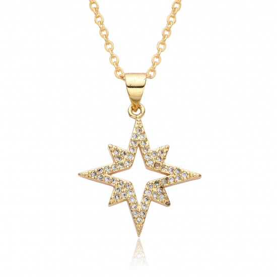 European and American five-pointed star-shaped pendant, guardian star, engraved star, diamond-encrusted star necklace, short women's collarbone chain wholesale European and American five-pointed star-shaped pendant, guardian star, engraved star, diamond-encrusted star necklace, short women's collarbone chain wholesale