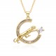 Instagram cross-border new personalized crescent-shaped necklaces for men and women in stock. Simple copper gold-plated zirconium-encrusted sweater chain, versatile Instagram cross-border new personalized crescent-shaped necklaces for men and women in stock. Simple copper gold-plated zirconium-encrusted sweater chain, versatile