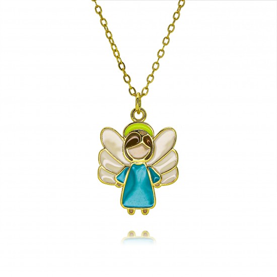 European and American cross-border religious personality cartoon idol collarbone chain oil-dripping God pendant necklace copper plated with 18k real gold European and American cross-border religious personality cartoon idol collarbone chain oil-dripping God pendant necklace copper plated with 18k real gold
