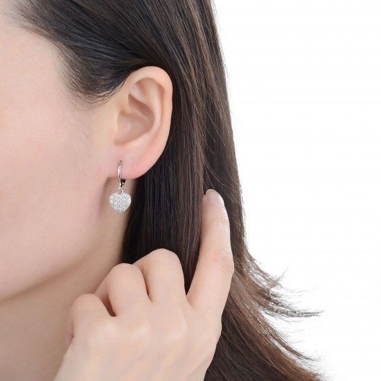 Cross-border European and American trade diamond-encrusted zircon CZ heart-shaped peach earrings, women's earrings, elegant and refined women's earrings in stock wholesale Cross-border European and American trade diamond-encrusted zircon CZ heart-shaped peach earrings, women's earrings, elegant and refined women's earrings in stock wholesale