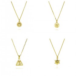 True gold 18K gold protected gold pendant with zircon, tribal pattern logo pendant, moon eye necklace accessory material