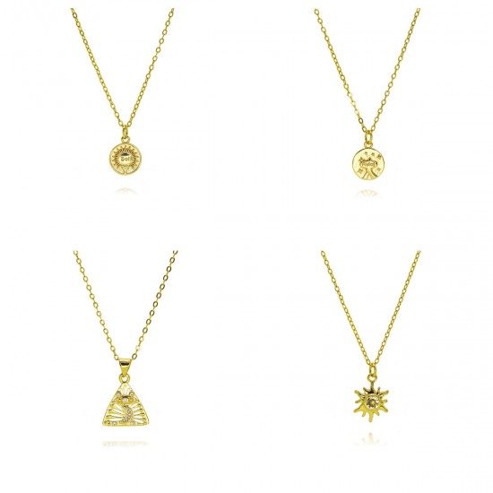 True gold 18K gold protected gold pendant with zircon, tribal pattern logo pendant, moon eye necklace accessory material True gold 18K gold protected gold pendant with zircon, tribal pattern logo pendant, moon eye necklace accessory material