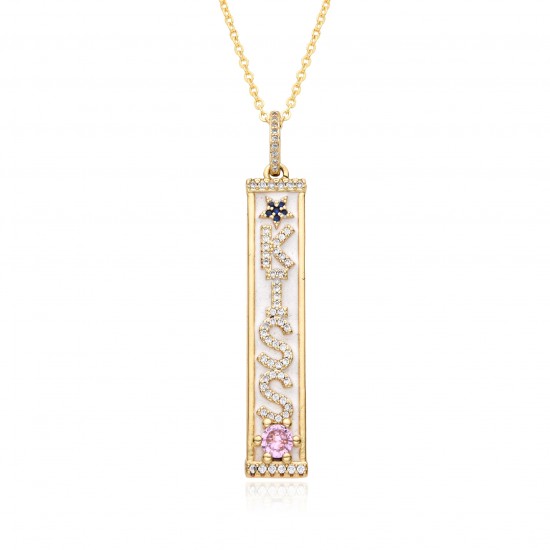 MOM European and American fashion item accessories, colored zircon KISS pendants, Instagram cold style jewelry boxes and chains wholesale MOM European and American fashion item accessories, colored zircon KISS pendants, Instagram cold style jewelry boxes and chains wholesale