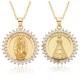 European and American ins simple Virgin Mary necklace for men and women, fashionable gold with zirconium lace and hollowed-out pendant that does not fade European and American ins simple Virgin Mary necklace for men and women, fashionable gold with zirconium lace and hollowed-out pendant that does not fade