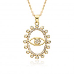 European and American cross-border Amazon bestsellers: titanium steel collarbone chain, colored zircon eye pendant, Devil's Eye necklace